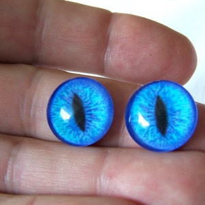 Blue cat eyes 18mm cabochon glass eyes