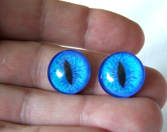 Blue cat eyes 18mm cabochon glass eyes