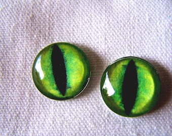Ojos de cristal, ojos de gato de 16 mm, ojos de cristal verde, ojos de gato de cristal