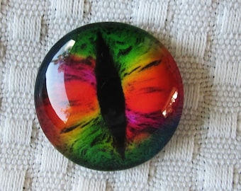 Enamel Dragon Glass Eye Cabochon: 25mm Jewelry Craft Supply