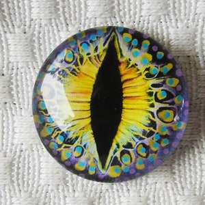 Dragon Glass Eye Cabochon: 25mm Enamel Painted Jewelry Craft