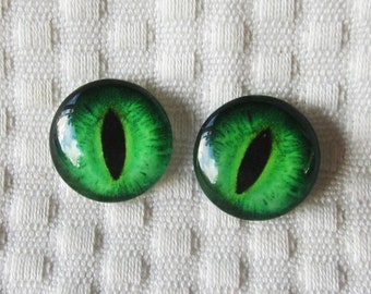 Glass eyes-green cat eyes,20mm-18mm-16mm-14mm-12mm- Eyes for jewelry, crafts and sculpture