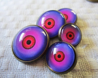 Sew on Glass monster eyes-20mm-18mm-16mm-14mm-12mm- loop backed glass eyes-monster eyes