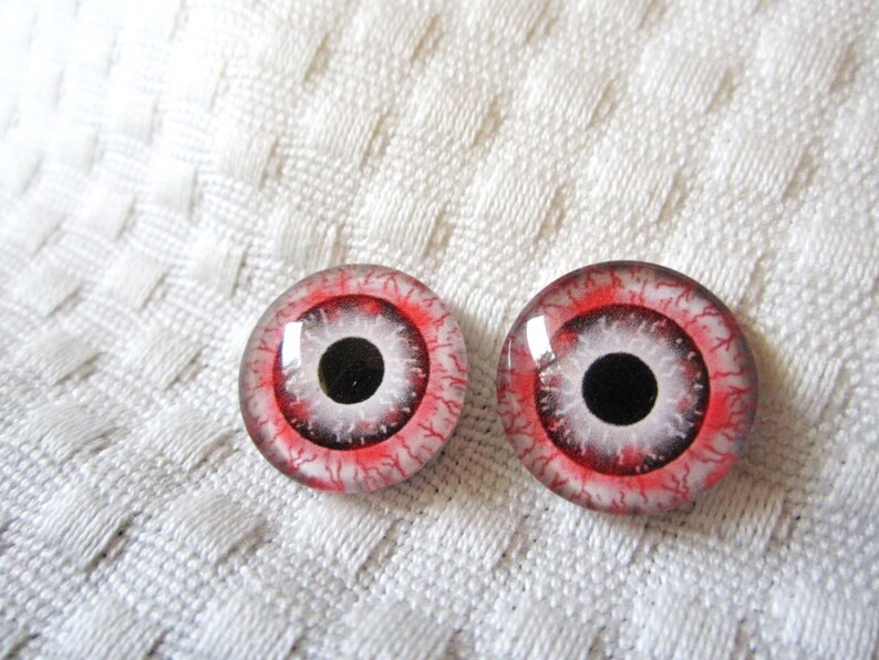 Zombie eyes 16mm glass cabochons image 1
