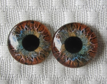 Doll or animal eyes- 14mm glass eyes-  polymer clay safe