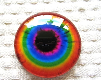 40mm glass eye cabochon, rainbow eye, big large glass eye