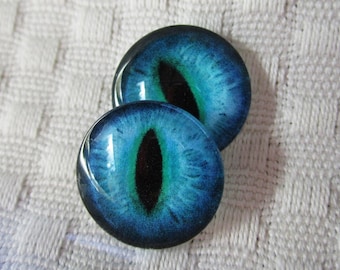Glass eyes-Art and craft eyes- weird jewelry eyes- 16mm round cabochons-Cat eyes