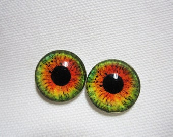 Doll or animal eyes- 14mm glass eyes-  polymer clay safe