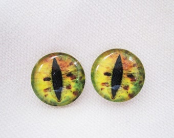 Dragon eyes glass eyes 14mm cabochon eyes steampunk jewelry making