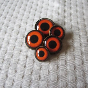 Sew on Glass Owl eyes-20mm-18mm-16mm-14mm-12mm- loop backed glass eyes-orange glass eyes
