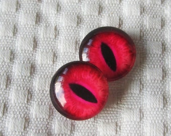 Red Dragon Glass Eyes: Spooky Mask Eyes for Art Doll Sculpture