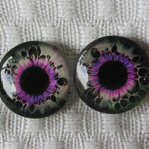 Purple glass eyes for dolls, jewelry, sculpture or altered art, 18mm glass cabochons