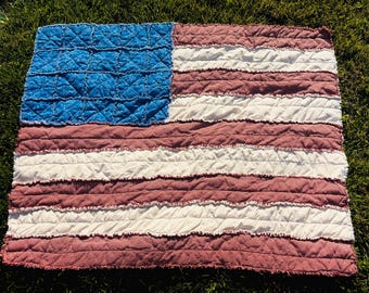 American Flag Rag Quilt
