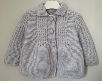 Little Princess Coat Sweater for 1 to 2 Year Old Girls - Light Grey - Ready for Worldwide Shipping