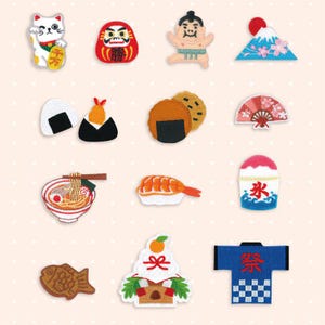 Japanese Cute Embroidered Patches, Applique Shoes Backpack Decorating Clothes Accessory, Japan| Sumo| Taiyaki|Mount Fuji| Sushi|Daruma|Ramen