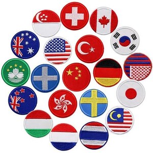 Be Custom Circular Flag Embroidered  Patches - Countries of the World