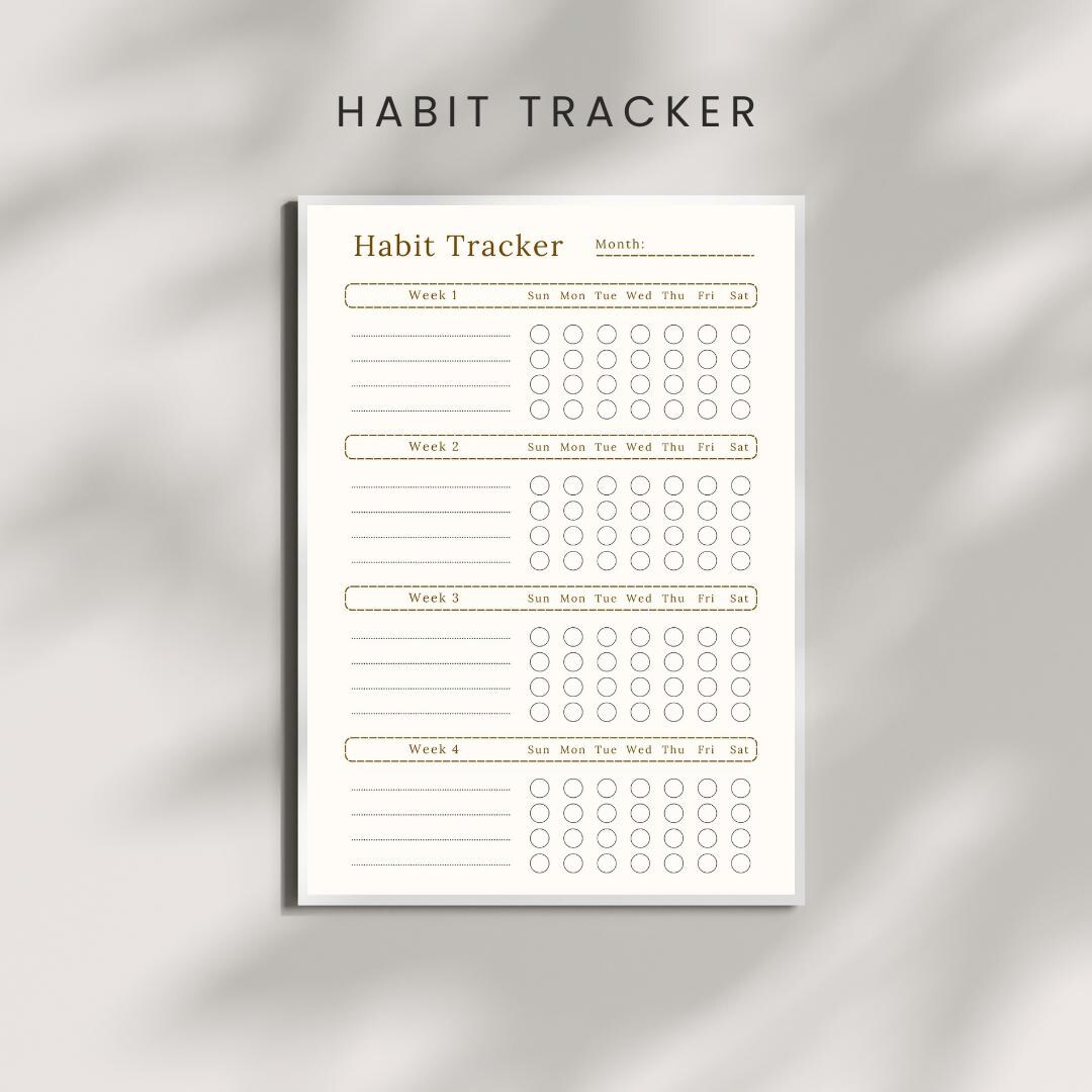 Habit Tracker Printable | Daily Self Care Routine Chart | Minimal ...