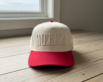 Chapeau brodé Merica, casquette réglable 3D, casquette de camionneur vintage, 4 juillet, casquette d'été patriotique