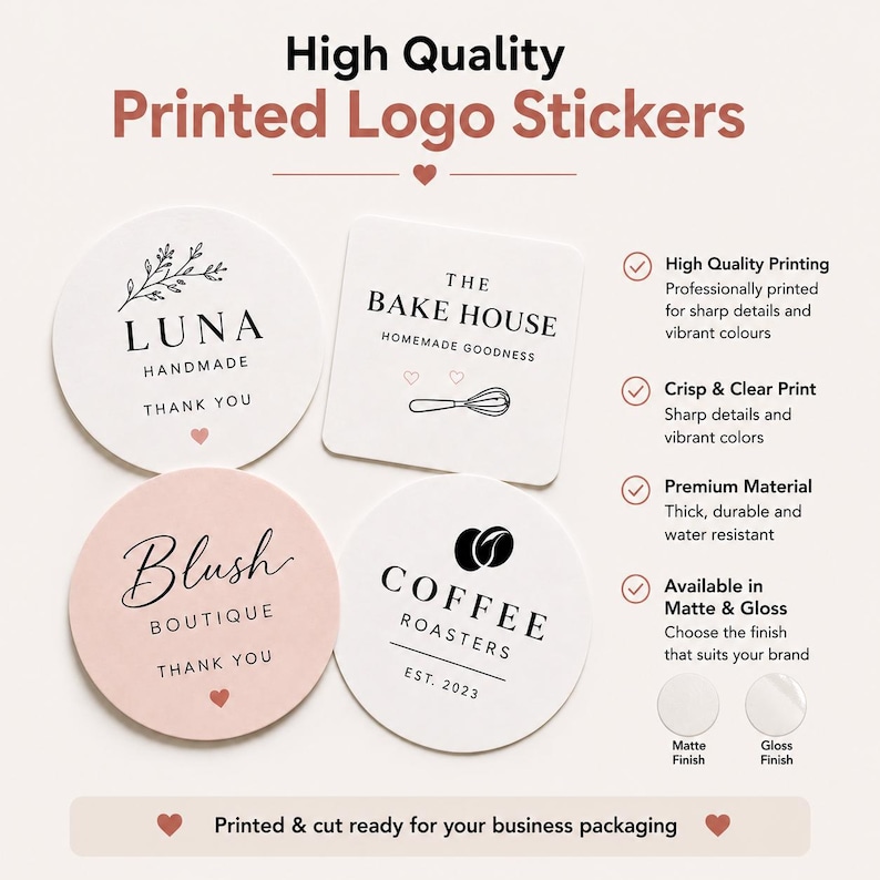 Custom Logo Stickers for Packaging | Personalised Branding Labels | Small Business Vinyl Decals image 7