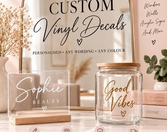 Custom Vinyl Lettering Decal | Personalised Name, Quote, Business Sign (Any Size)
