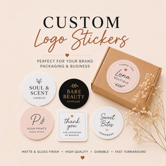 Custom Logo Stickers for Packaging | Personalised Branding Labels | Small Business Vinyl Decals