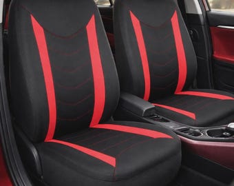 Fundas de asiento de neopreno impermeables para autos y camionetas: protector de asiento delantero rojo y negro, compatible con airbag, protección SpillGuard para SUV.