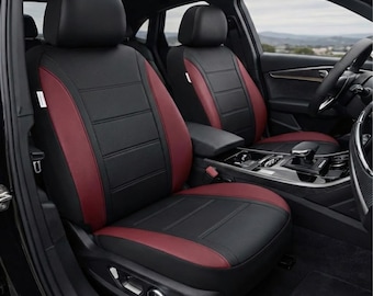 Juego de fundas de cuero de lujo para asientos de coche, transpirables, compatibles con airbag, ajuste universal para coches, camiones, SUV y furgonetas. Duraderas y de fácil instalación.