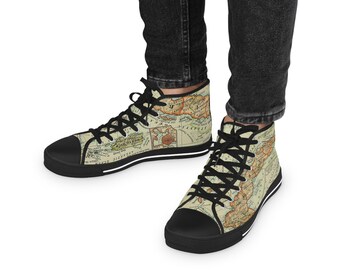 Sneakers alte con mappa del mondo vintage | Stampa di mappa di viaggio antica