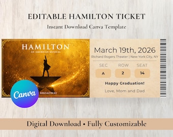 Entrada de regalo para Hamilton Broadway / Recuerdo personalizado del espectáculo (descarga digital)