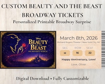 Entrada para Broadway de La Bella y la Bestia / Recuerdo personalizado (Descarga digital)