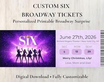 SEIS – Entrada digital / Recuerdo musical imprimible / Regalo para concierto de teatro