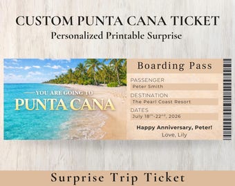 Pase de Embarque para Punta Cana / Presentación de Vacaciones Sorpresa (Descarga Digital)
