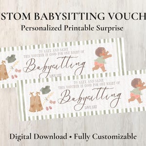 Babysitting Voucher | One Night of Childcare | Printable Gift Certificate | Editable Canva Template
