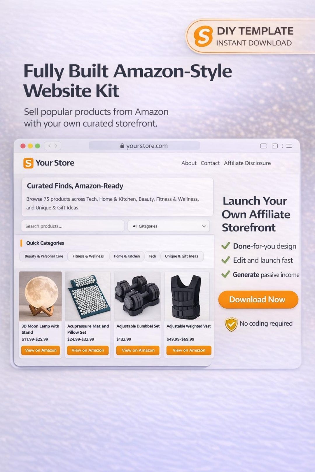 Affiliate Storefront Website Template Digital Product Shop, Creator