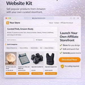Affiliate Storefront Website Template – Digital Product Shop, Creator Store, Amazon Affiliate Site, Editable HTML Template