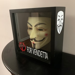 V for vendetta mask prop shadow box display