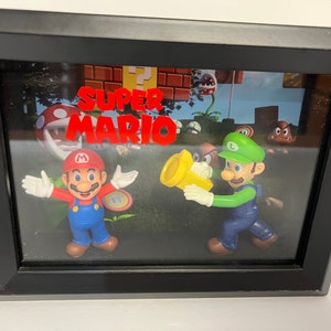 Super Mario Luigi shadow box display