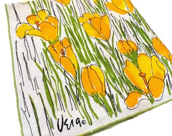 Vintage Vera Neumann Floral Napkins Set of 8 Yellow Mid Century Modern Signed Vera 1960s Table Decor