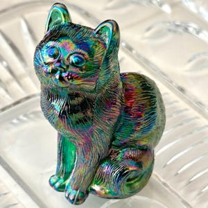 Carnival Glass Cat on Nest - Etsy