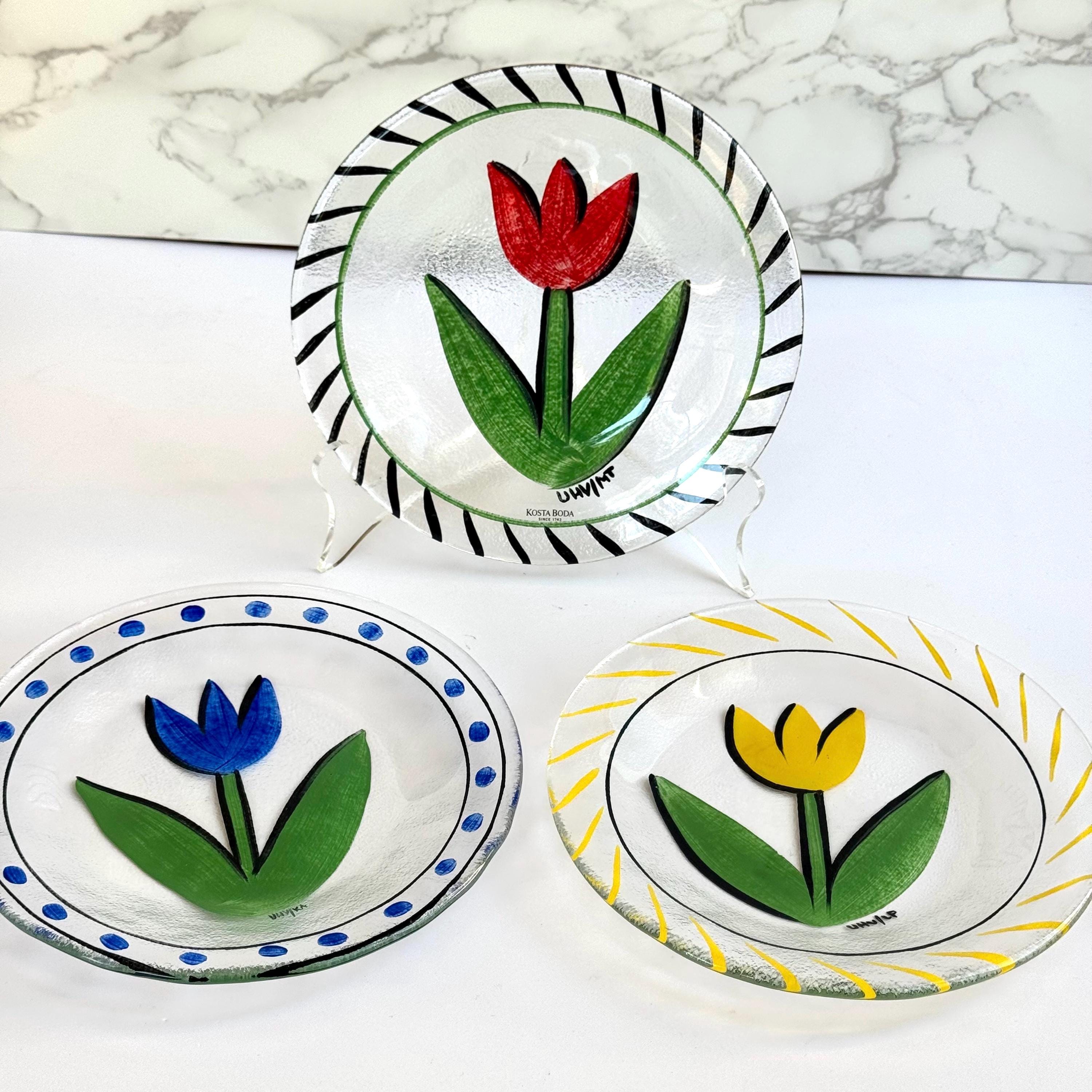 Kosta Boda Tulipa ガラスプレート 3枚セット Kosta Boda Tulip Plates - Etsy
