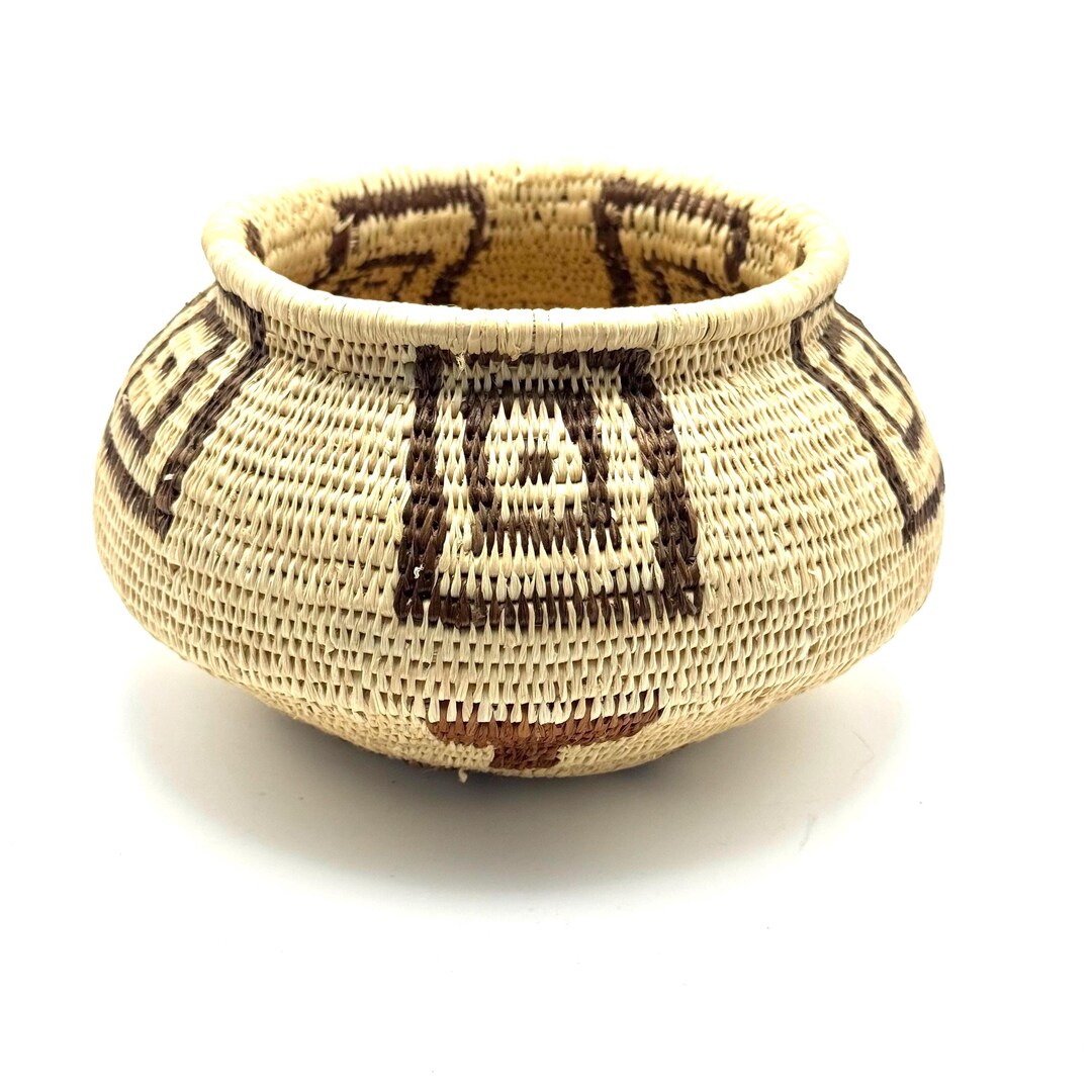 Vintage Woven Panama Basket Handmade Indigenous Artisan Decor Bowl ...