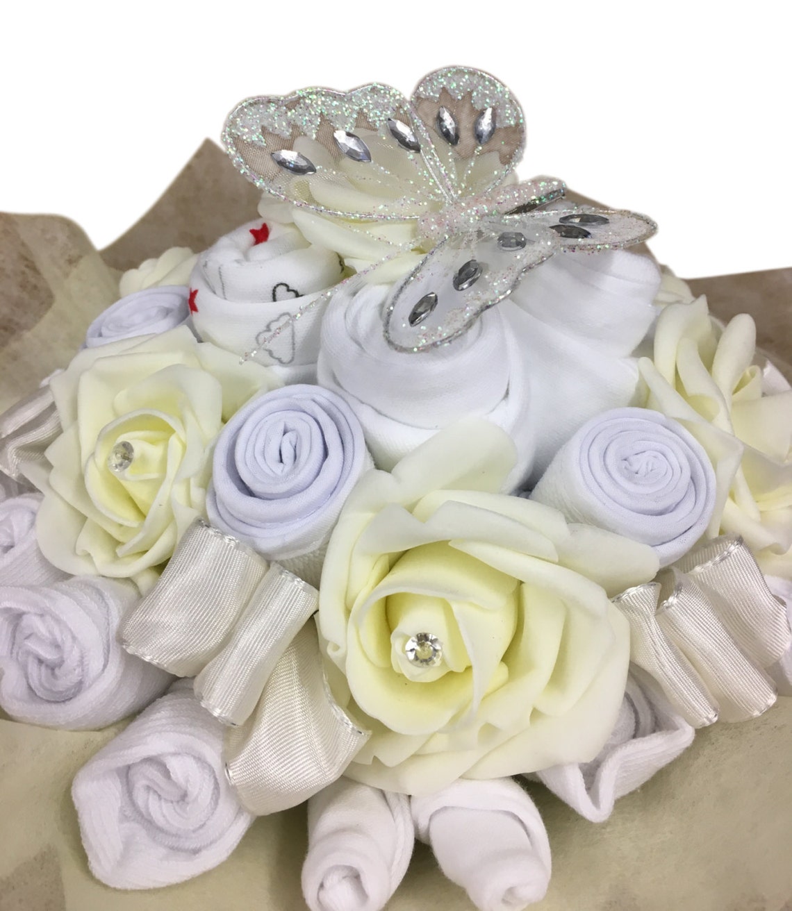 New Baby Gift, Baby Clothes Bouquet, Baby Shower Gift, Diaper Cake ...