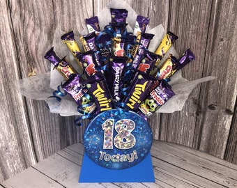 18th Birthday Gift Mixed Cadburys Chocolate Bouquet, Congratulations, Hamper, Milestone, celebrate, Party Surprise Gift for Her/Him, Boy