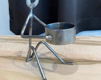 Handcrafted Metal Stickman Candle Holder, Modern Home Decor