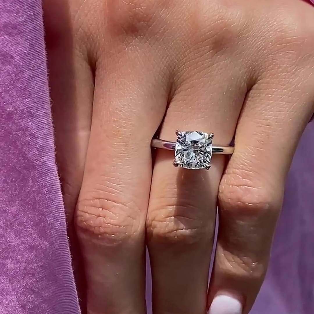 2 CT Cushion Cut Moissanite Engagement Ring, Elongated Cushion Diamond ...
