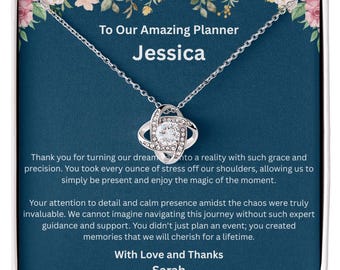 Wedding Planner Necklace, Wedding Coordinator Gift, Day of Coordinator, Event Planner Jewelry, Thank You from Bride, Christmas