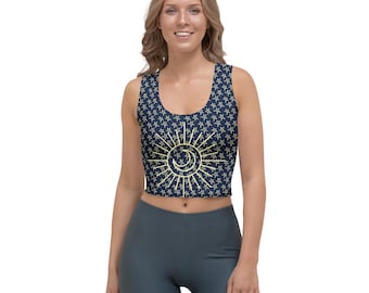 Celestial Crop Top, Moon Star Crop Tank, Astrology Crop Shirt, Boho Festival Top, Mystic Women’s Crop Top