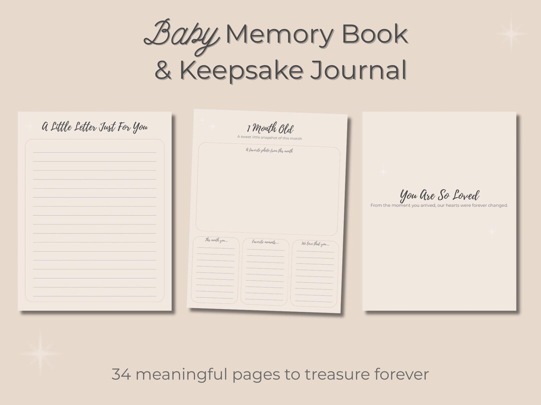 Baby Memory Book Printable • Baby Keepsake Journal • Neutral Baby ...
