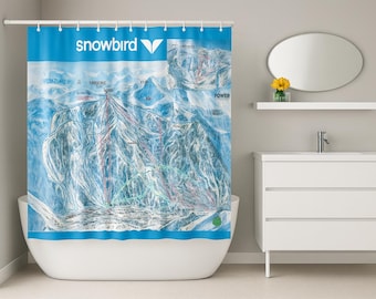 Snowbird Ski Resort Map Shower Curtain – Winter Home Decor