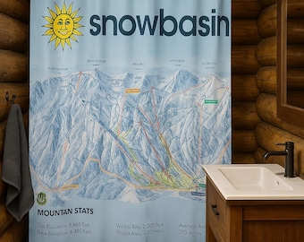 Snowbasin Ski Map Shower Curtain – Utah Mountain Lodge Decor